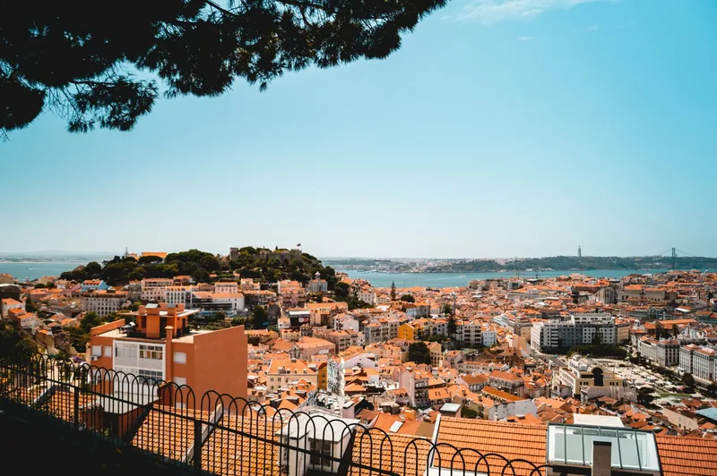 View of Lisbon from São Jorge Castle, with the Tagus and the 25 de Abril Bridge beyond